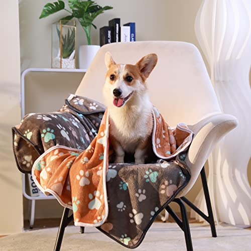 1 Pack 6 Blankets Dog Cat Soft Fluffy Fleece Pet Blanket Warm Cute Print Design Puppy Kitten Blanket Doggy Paw Large(41"X31") #TOP1