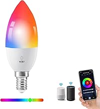 Wiby Lampadina a Oliva Smart Wi-Fi E14 4,5W 470lm RGB + CCT 2700-6500K Dimmerabile, Compatibile con Alexa & Google Home, App Tuya/Smart Life, 1 unità