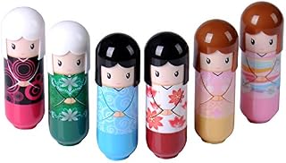 Lip Balm Multipack, Cute Doll Lip Balm 6 Pack, 100% Natural Moisturising Repairing Lip Balm Protection, Beauty Gift Set for Girls and Children