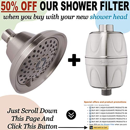 Shower Massage Head With Mist - High Pressure Boosting, Multi-Function, Massager Rainfall Showerhead For Low Flow Showers & Adjustable Water Saving Nozzle, 2.5 Gpm - Brushed Nickel #TOP5