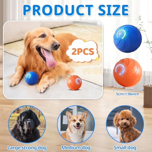 xinrongda 2 Stück Interaktives Hundespielzeug, Interaktiver Spielball für Hunde, Elektrisch Magic Ball, Intelligentes Hundespielzeug mit LED-Lichtern, interaktiver Ballfür Welpen, Klein