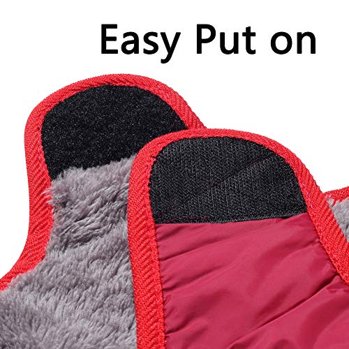 JoyDaog Hundemäntel mit Fleecekragen für kleine Hunde, wasserdichte, warme Welpenjacke aus Baumwolle für den kalten Winter, Rot XS