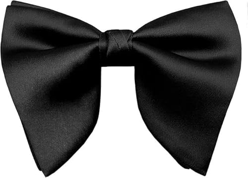 Oversized Pre-Tied Clip On Bow Tie for Men, Black Tuxedo Accessory for Weddings and Formal Occasions - 5.11 Inches Long, Fengea