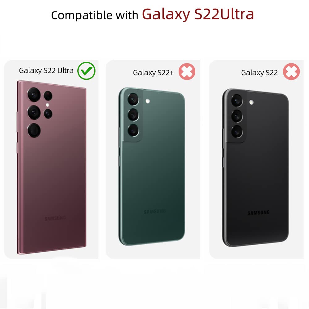 TwoHead for Samsung Galaxy S22 Ultra Wallet Case with Card Holder & Detachable Magnetic Phone Case, Leather All-round Protection Wallet Phone Case for Women Men,6.8in,Blue