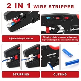 Knoweasy Upgraded Wire Stripper : 2-in-1 Heavy Duty Wire Stripper Plier and Cutter for 32-7 AWG (0.03mm²-10mm²), Essential Stripping and Cutting Tool for Professionals and DIY Enthusiasts