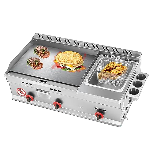 XSDAJSD Plancha de Gas Comercial de encimera, sartén teppanyaki de Acero Inoxidable para Restaurante con Temperatura Ajustable, Cocina a Gas licuado de petróleo (GLP)
