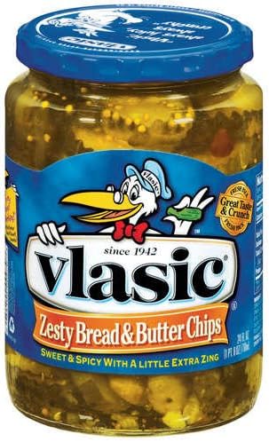 Amazon Com Vlasic Zesty Bread Butter Pickle Chips 24oz Glass Jar Pack Of 2 Grocery Gourmet Food