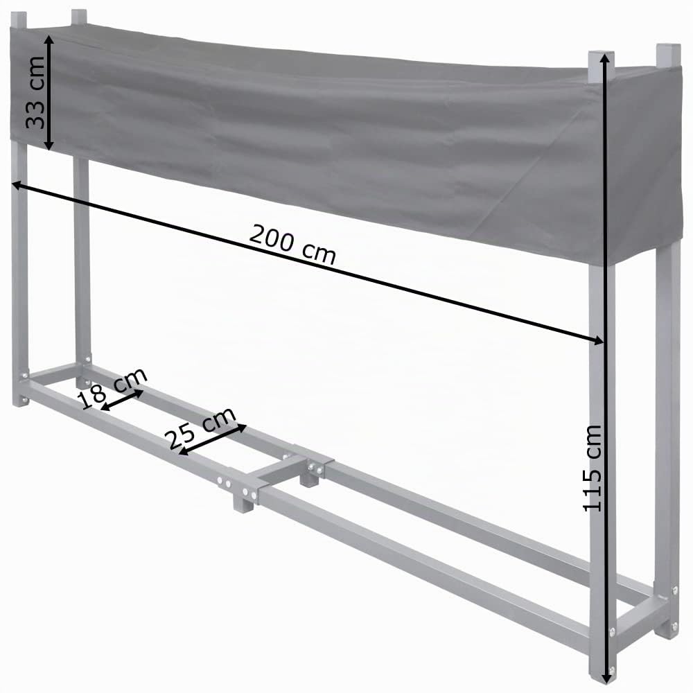 Kaminholzregal Regal Aufbewahrung für Kaminholz Brennholz Holzunterstand Kaminholzständer Brennholzregal Metall mit Abdeckung 200 x 115 cm in Anthrazit