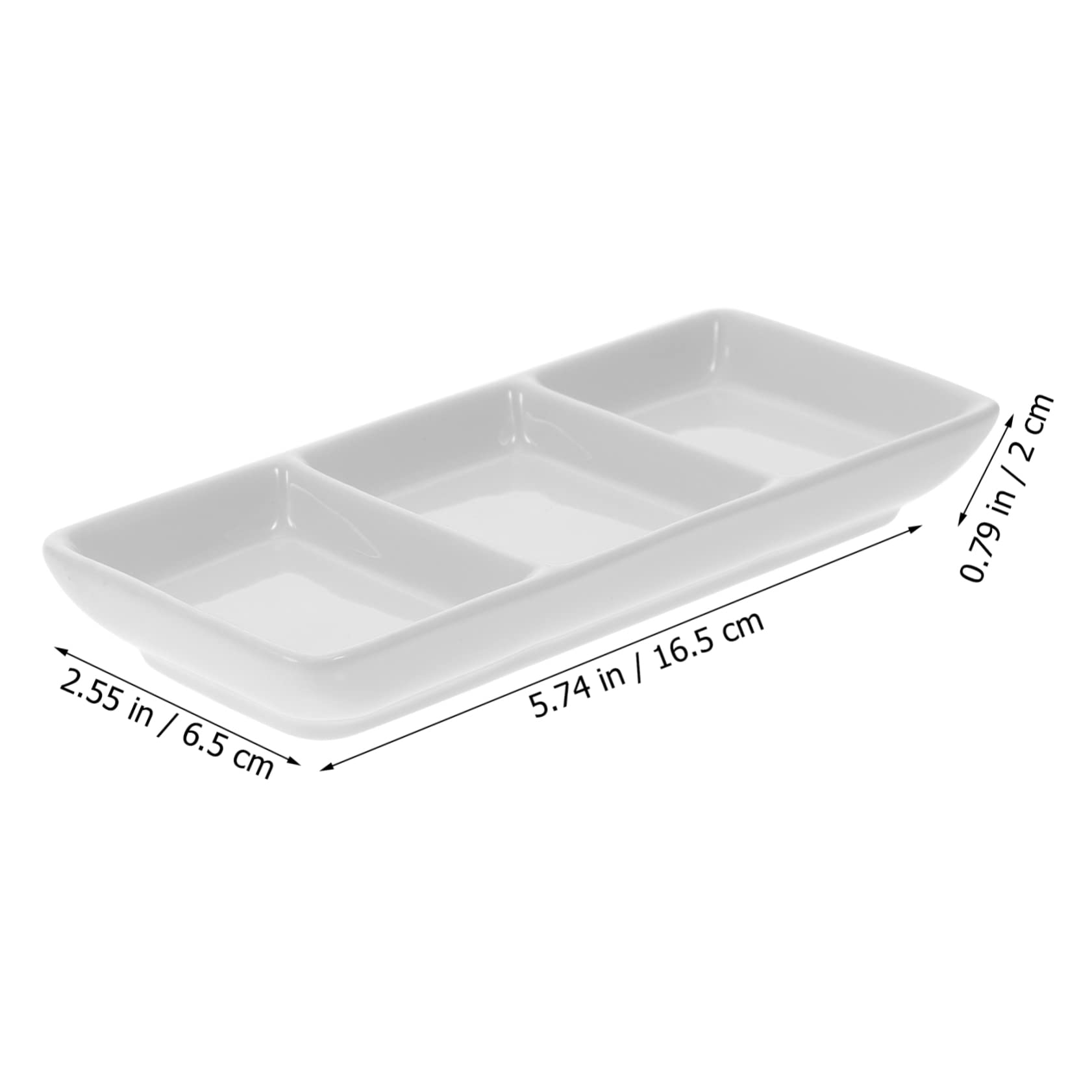 BESTonZON Lot de 5 mini assiettes à trois grilles - Petits bols en verre - Soucoupes à ketchup - Lot de 3 bols à sauce en céramique - Petit -