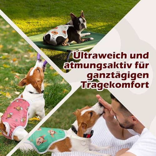 FuzzFables 3er-Pack waschbare Hundewindeln für Hündinnen, mit verstellbaren Trägern, Wiederverwendbare Hundehöschen für die Läufigkeit, Feste Einteiler für aktive Hunde, saugfähig auslaufsicher XS