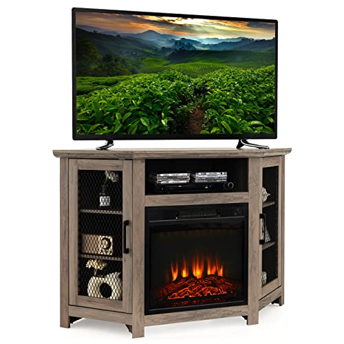 GOFLAME Corner Fireplace TV Stand for TVs Up to 50 Inches, Modern