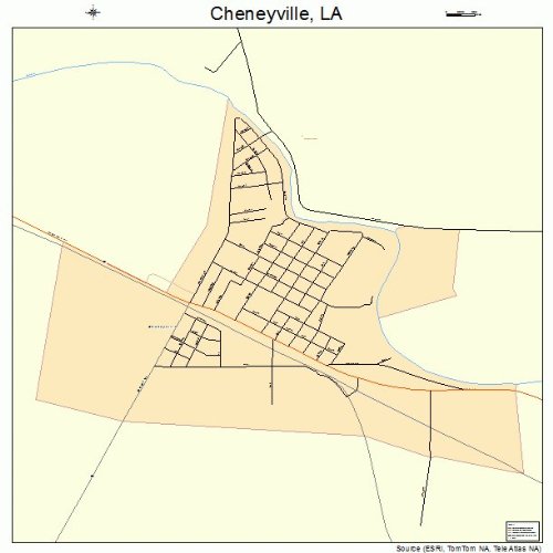 Large Street & Road Map of Cheneyville, Louisiana LA Printed poster