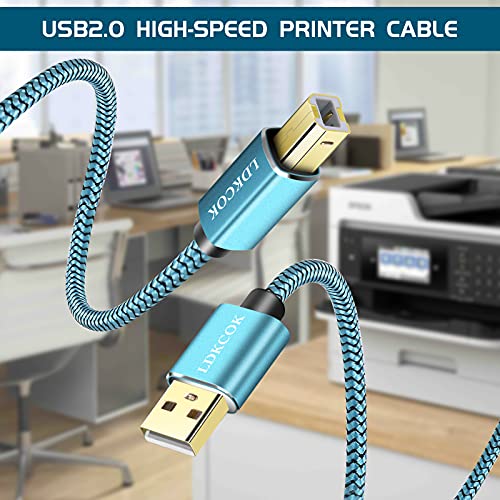 Ldkcok Printer Cable 30 Ft, Usb Printer Cable Type A Male To B Male Scanner Cord Usb B Cable High Speed For Hp, Canon, Epson, Dell, Brother, Lexmark, Xerox, Samsung Etc #TOP5