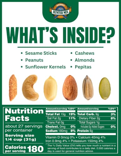 Image of Southern Style Nuts Gourmet Hunter Bulk Trail Mix, 30 oz (Pack of 1), Sesame Sticks, Roasted Peanuts, Sunflower Kernels, Almonds, Cashews & Pepitas, Mixed Nuts, Snacks for Adults & Kids