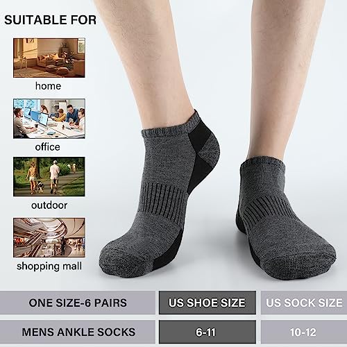 Cooplus 12 Pack Mens Cushioned Ankle Socks, Low Cut Breathable Casual Socks (Shoe Size 6-12) #TOP1