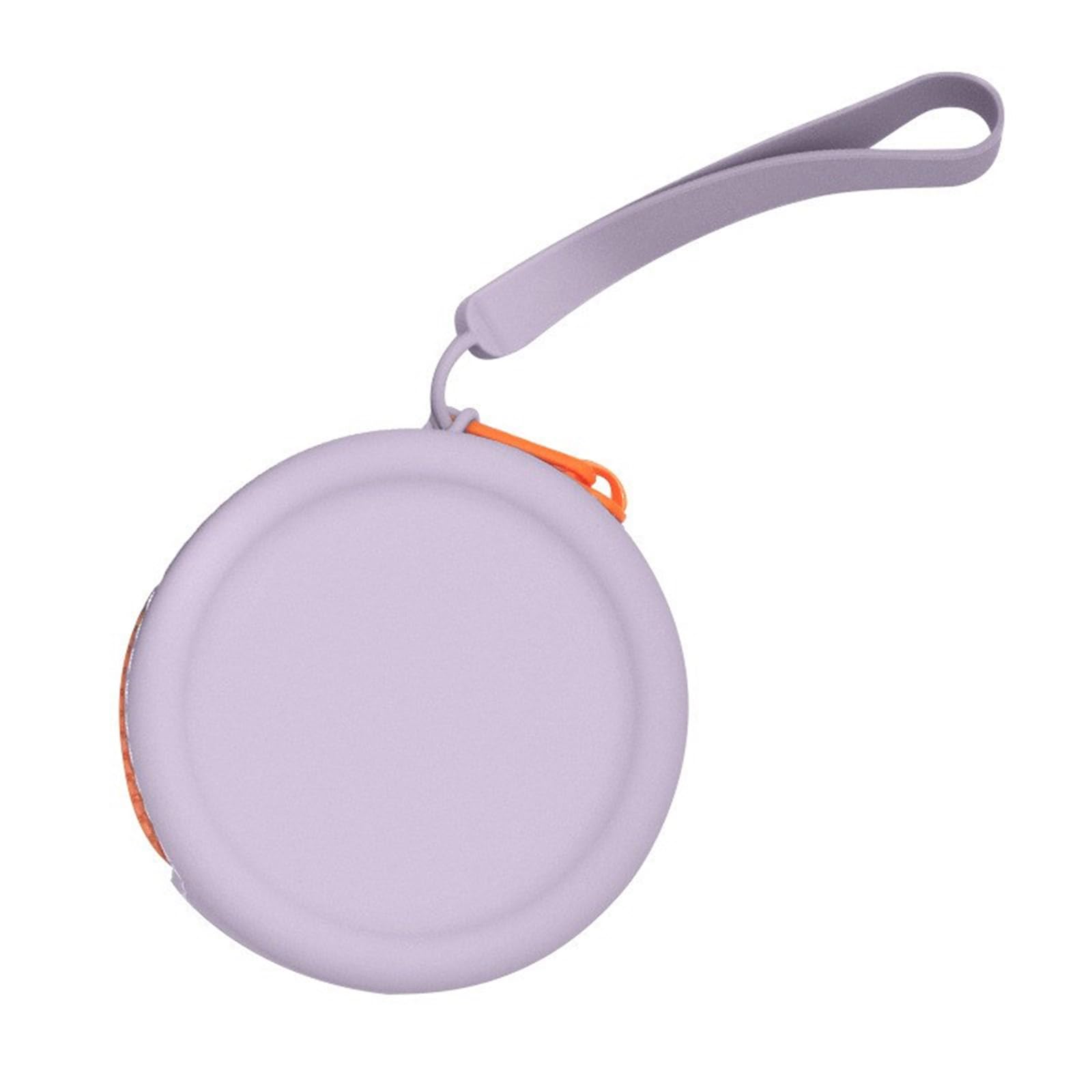 LEEINTO Cute Round Silicone Coin Purse Keychain Small Wallet Coin Storage Bag Solid Color Key Bag Headphone Case Zipper Pouch