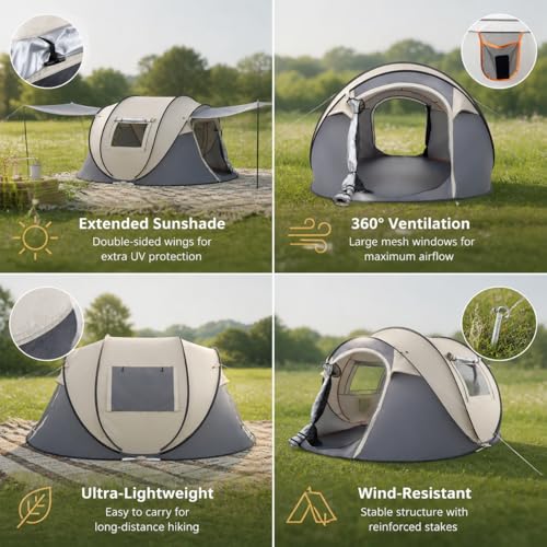 Carpa automática pop up para 4 personas color caqui miniatura 4