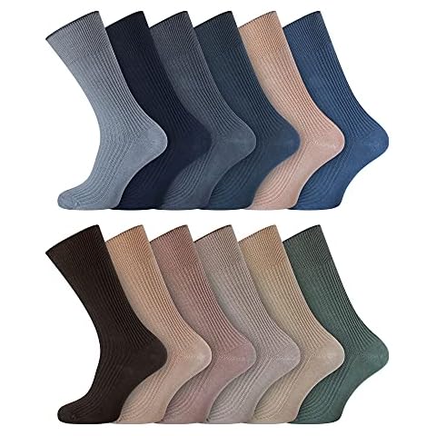 Socksmad Men's Non Elastic 100% Cotton Soft Top Diabetic Friendly Socks Hand Linked Toe Seam (Navy Slate Stone) Cover