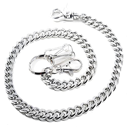 Double K Simple Strong Pocket Keychain with Both Ends Lobster Clasps and Extra Ring Keychain Wallet Chain (20inch) (CS150 SILVER)4