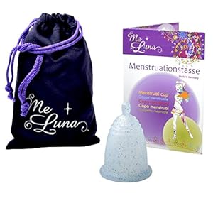 Me Luna Menstruatiecup Classic, bal, blauw-glitter, maat M