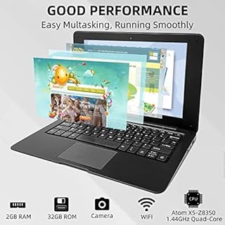 iSTYLE 10.1 Pouces Ordinateur Portable Windows 10 Mince PC Portable Laptop Netbook - 2GB RAM 32GB Storage, Intel CPU, USB 3.0, WiFi, HDMI, BT, Supporte 1T TF-Card, Français Clavier AZERTY (Noir)