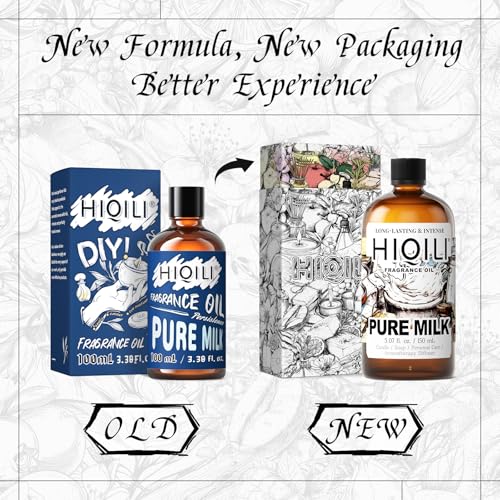 Image of HIQILI Pure Milk Fragrance Oil for Soap Making & Body Wash - 5.07 Fl Oz | Long-Lasting Scent, Suitable for Home Diffuser, Making Candle, Scrub, Skin Product, Pet Safe, Graduated Dropper Included