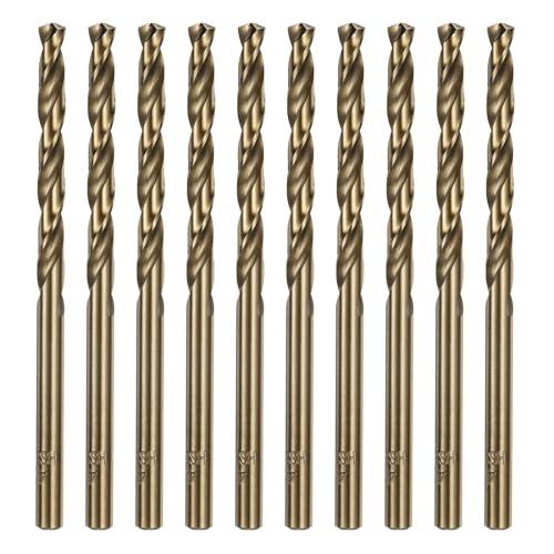 sourcing map 10pcs Cobalt Jobber Drill Bits 4.2mm / 0.165 M35 High Speed Steel HSS Twist Drilling Bit Tool for Stainless Steel Copper Wood Plastic and other Hard Materials