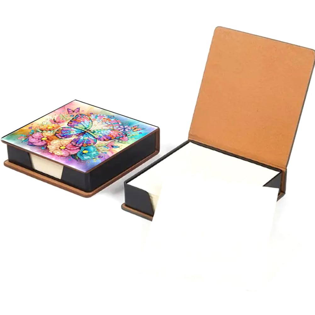 Diamond Painting Kits Sticky Note Holder,Butterfly Diamond Art Accessories Memo Pad Box for Desk, Mosaic Craft Kits for Adults Beginners, Cute Office Decor Gifts Women — image 1