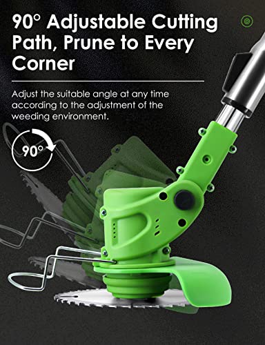 Electric Weed Eater, Foldable Cordless Weed Wacker Battery Powered, 3-In-1 Lightweight String Trimmer/Edger Lawn Tool/Brush Cutter With Adjustable Length & 3 Types Blades, For Garden And Yard #TOP6