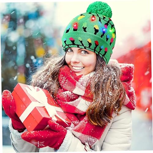 Gorro de Navidad térmico contra el frío invernal con luces alegres 2