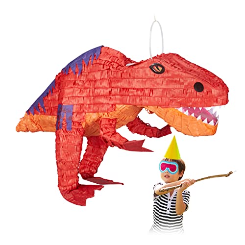 Pinata T-Rex suspendre jeu anniversaire enfant decoration papier rouge 10028078