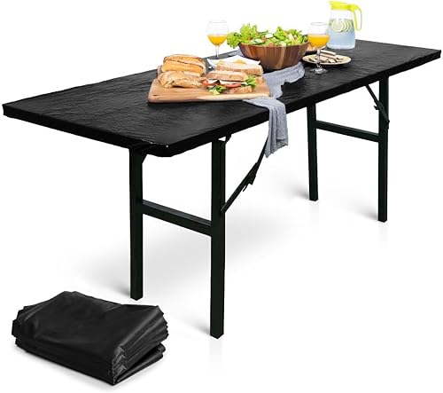 Paquete de 5 manteles de plástico desechables para fiestas, manteles de picnic de 6 pies con mantel elástico ajustable para camping, mantel elástico