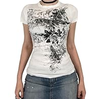 Geagodelia Casual Tee Shirts with bright color and nice printing for women and teenager girls The sexy tshirt is made from high quality polyester / cotton, soft, gentle and comfortable Womens going out tops with elegant design, match perfect with tro...