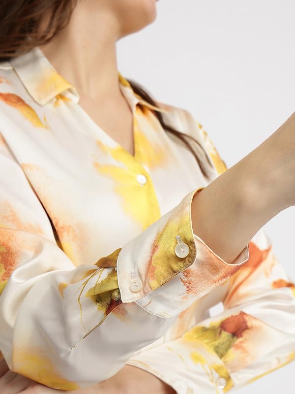 Image of FableStreet Women Shirts | Comfort Fit Spread Collar | Premium Satin Fabric for Formal, Business Casual