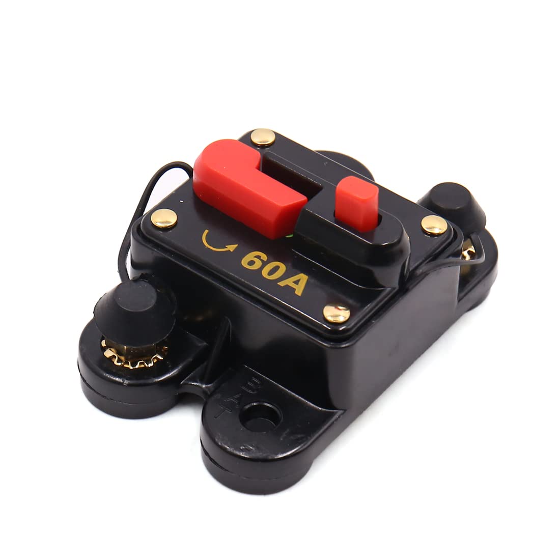 IEUMJNAT 60A Manual Reset Inline Circuit Breaker Fuse for Auto Car Stereo Audio Protection