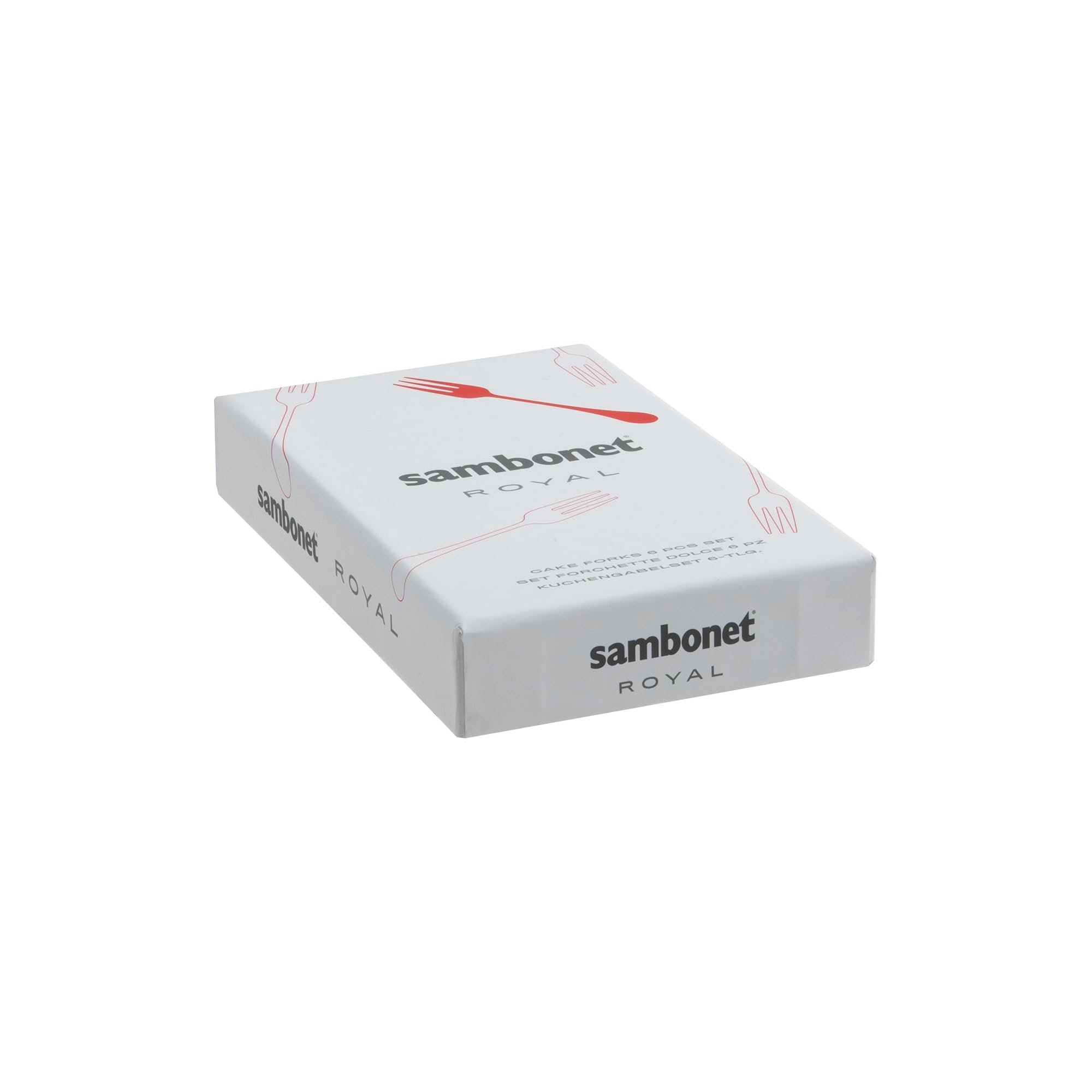 Sambonet Royal 52563A55 Set di Forchette da Dessert, Forchette Dolce Monoblocco in Acciaio Inox 18/10, Lavabile in Lavastoviglie, 6 Pezzi