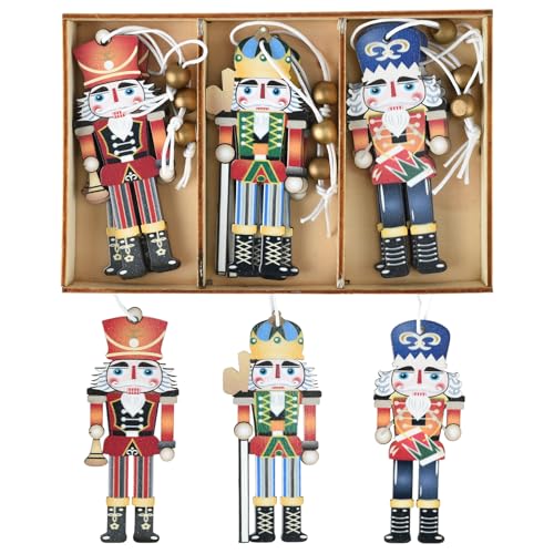 ZYDYRX 9 Stück Hölzerner Nussknacker Soldat Anhänger Weihnachten...