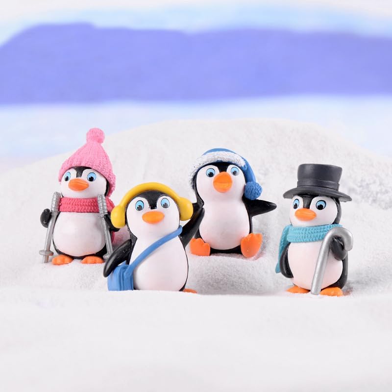 8Pcs Miniature Skiing Penguin Figurines Mini Cartoon Antarctica Animal Figures Resin Winter Village Cake Toppers for DIY Birthday Micro Landscape Fairy Garden Crafts - Image 6