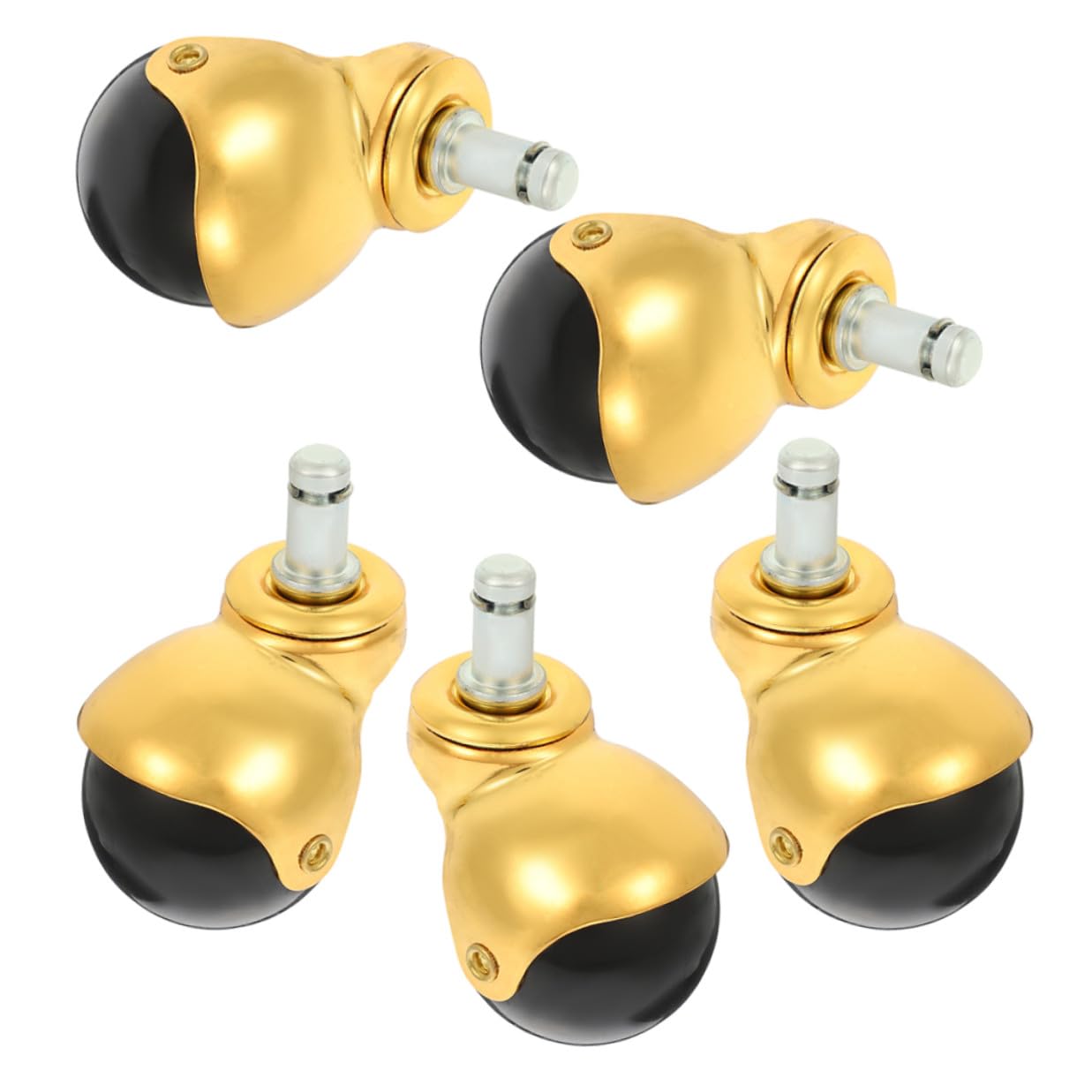 COHEALI 5pcs 2-inch Swivel Stem Caster Wheels, Heavy Duty Pp Furniture Casters, Gold Tone Silent Wear-Resistant Replacement Chair Wheels for Office Chairs and Cabinets