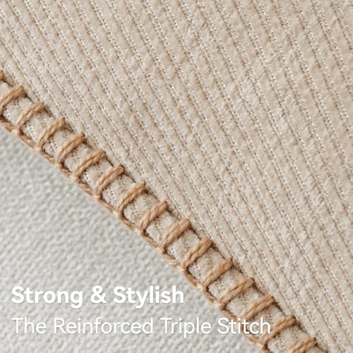 Image of a moment Pack of 2 Decorative Chenille Throw Pillow Covers with Twill Cushion Covers for Sofa Living Room Couch Bed 20x12 Inch,Crafted Border Beige