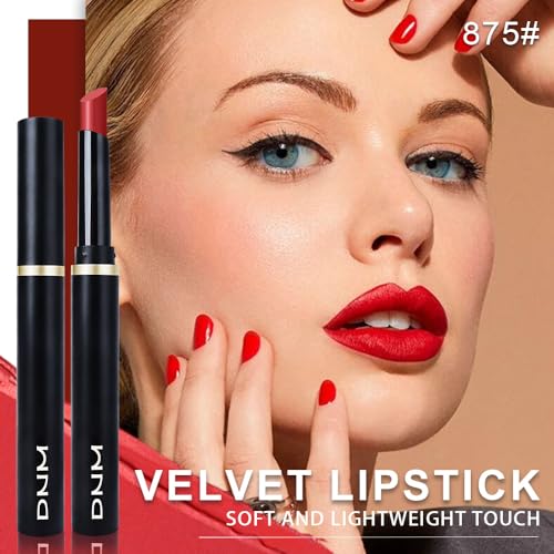 Image of evpct Bright Red Velvet Matte Lipstick, High Pigmented Slim Lipstick Long Lasting Waterproof for Women Gift, Velvet Silky Lip Stick Stain Color Makeup Blendable 24 Hours Original Makeup Labiales, 875#