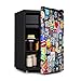 Produktbild Klarstein Cool Vibe - Kühlschrank, Volumen: 70 Liter, VividArt Concept: Tür mit Stickerbomb-Design Print, Eisfach, Eiswürfelform, Geräuschentwicklung: 42 dB, schwarz