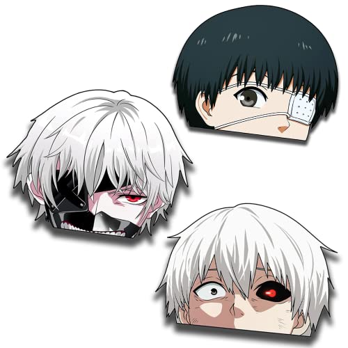 Omakemi (5.1'') For Kaneki Ken Anime Peeking Car Decals Caravan Campervan Windshield Decor Anti-Scratch Vinyl Car Warp (3Pcs) #TOP5