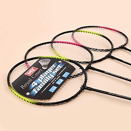 M.Y Family Badminton Set with Net 4 Player Badminton Rackets for Garden, Park or Beach