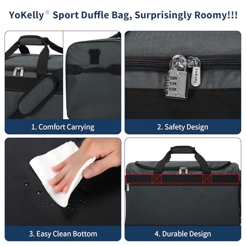 Image of Gym Bag 40L Sport Duffle Bag for Men, Dark Grey | 20x9x10 inch, Weekender, Travel