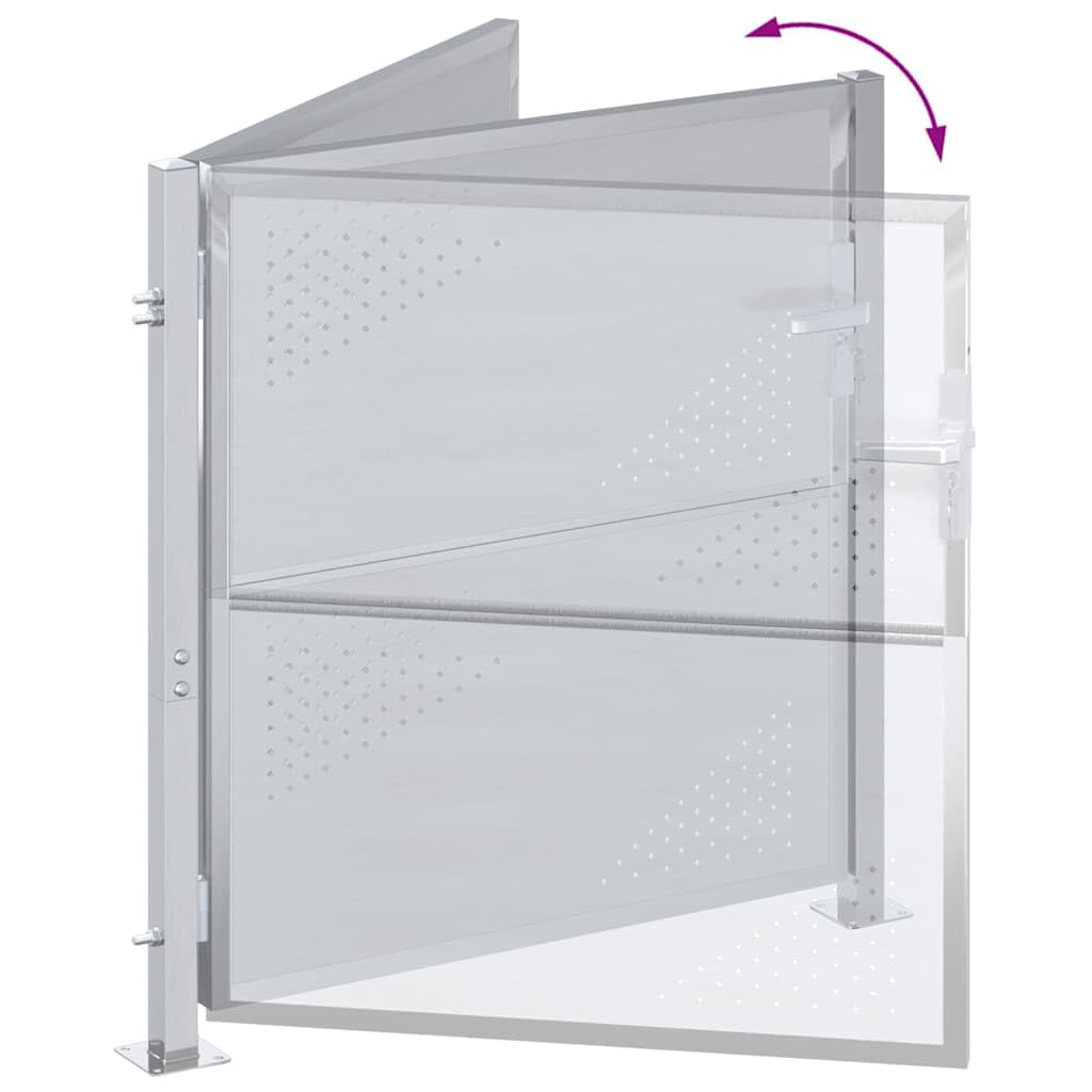 vidaXL Gartentor Edelstahl 85 x 97 cm Silber mit Schloss