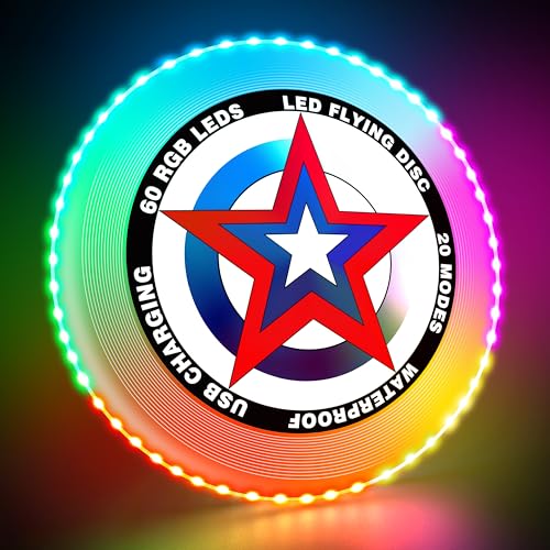 IEEILULU Frisbee Leuchtend LED Frisbee mit 20 Lichteffekte 60 LEDs Wasserdicht Leuchtende für Camping Pool Strand Outdoor Spiele Spielzeug Geschenk für Erwachsene Kinder