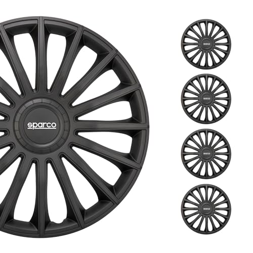 Sparco Enjoliveurs Treviso - 16-pouces - Noir - Set de 4 pi&egrave;ces