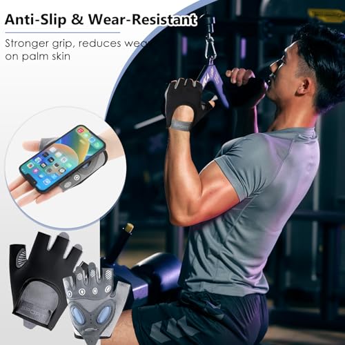 Image of TecoKart Gym Gloves for Men and Women Workout, Liquid Silicone Fingerless Gloves, Gym Accessories for Men,Weight Lifting and Cycling, Anti-Slip and Wear-Resistant Gym Hand Gloves (Black)