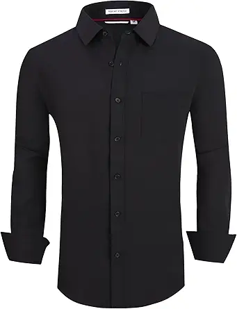 Alex Vando Mens Dress Shirt Wrinkle Free Regular Fit 4-Way Stretch Button Down Shirts